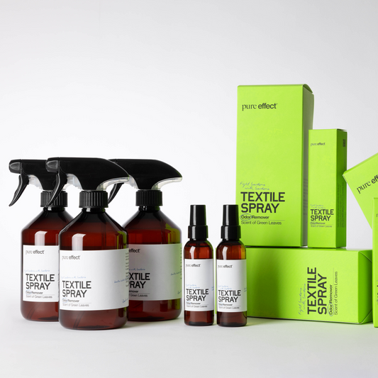 Pure Effect Family Bundle med fem Textile Spray för att ta bort dålig lukt utan tvätt och hjälpa kläder att hålla längre
